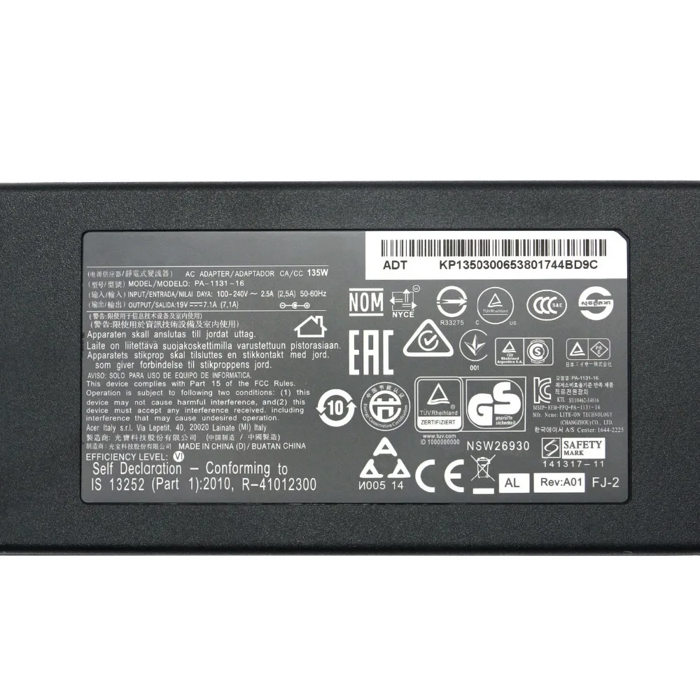 19V 7.1A 135 Вт 5 5*1 7 мм адаптеры питания для ноутбука Acer Aspire V17 деталь нитро двигателя