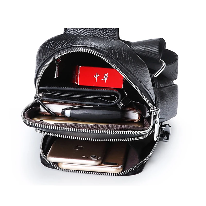 Гладкая дизайнерская нагрудная сумка для мужчин сумочка-мессенджер на ремне