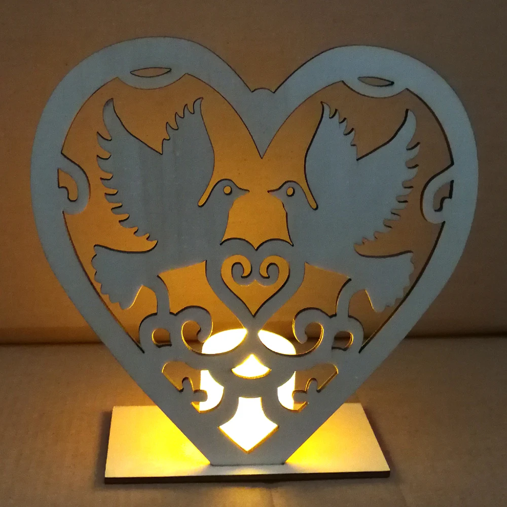 Деревянные Свадебные украшения в форме сердца ремесла Невеста и жених