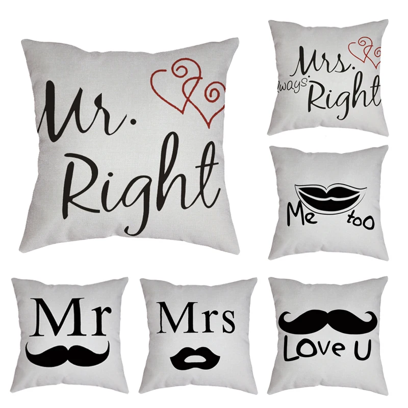 Свадебное украшение Mr Mrs чехол для подушки с надписью Love Heart наволочка дивана