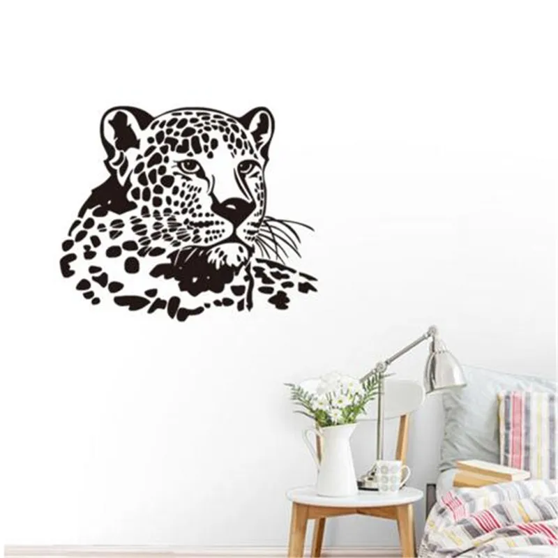 Леопардовая виниловая настенная наклейка забавные дикие животные настенные