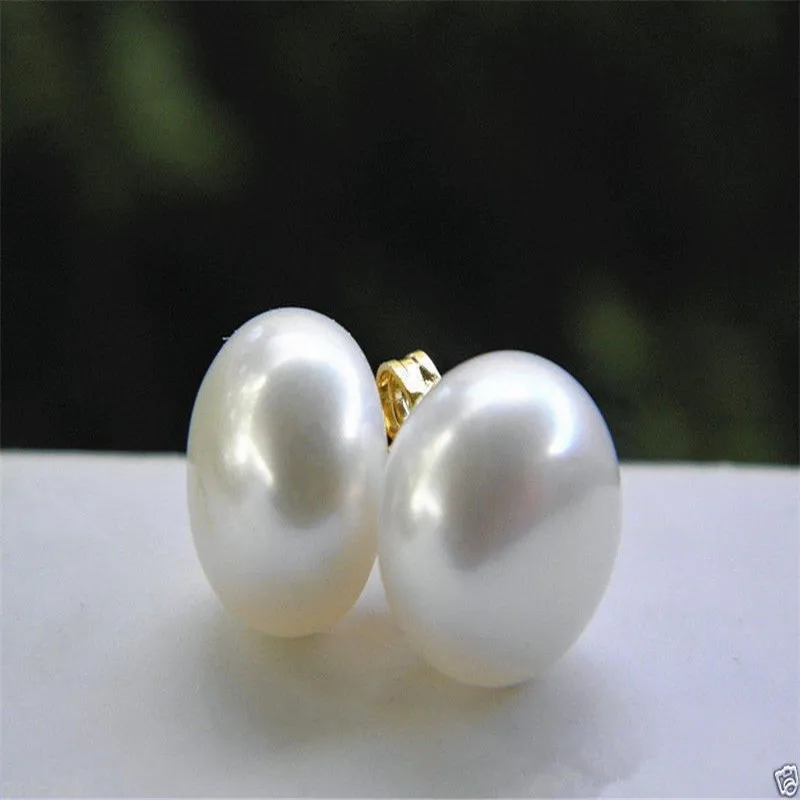 

New Genuine Natural Huge 11-12mm White Freshwater Pearl Stud Earrings Free shipping