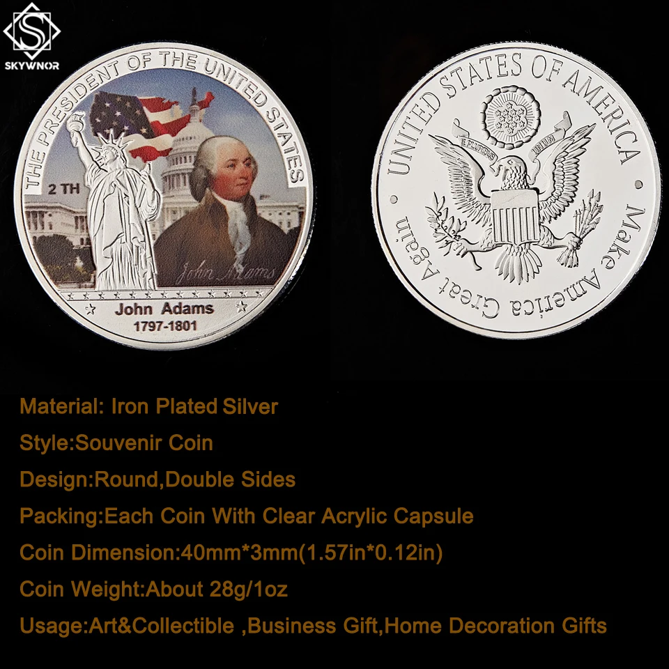Джон Адамс президент США Декларации независимости серебра необычный держатель