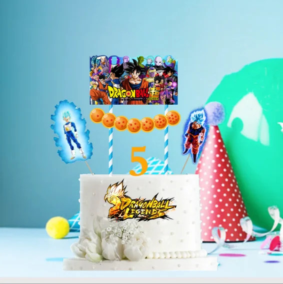 Оливковый Стиль Dragon Ball Z торт Топпер Дети День рождения украшение душевой кабины поставки DBZ Goku торт Топпер - Цвет: Оливковый