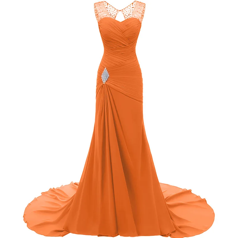 2019 бирюзовые шифоновые вечерние платья Русалка Макси расшитые бисером vestidos mujer