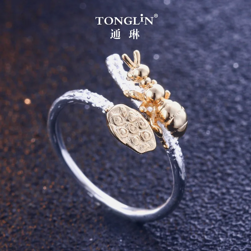 Женские открытые кольца в виде лотоса серебро 100% пробы|Кольца для помолвки| |