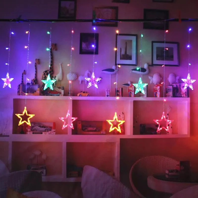 Christmas Lights 110V/220V Luces led decoracion Guirlande lumineuse with 8 play model fairy lights Star Curtain LED String Light | Лампы и