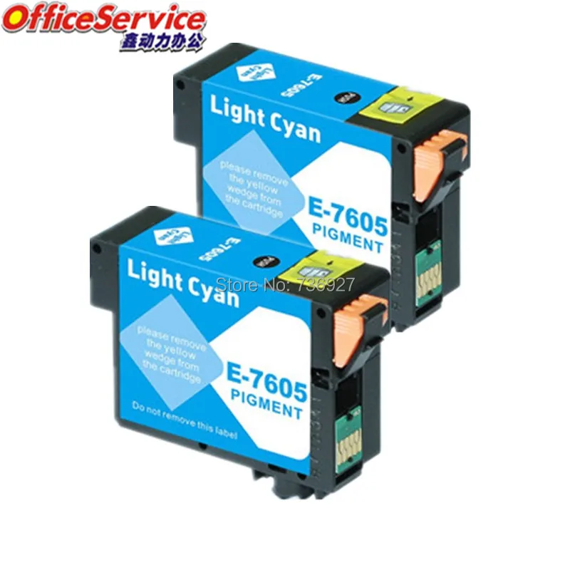 2 света Cyan для T7605 совместимый чернильный картридж Полный Пигмент чернила костюм