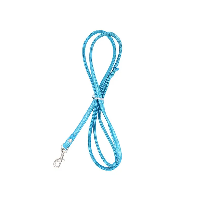 Pet Cat Щенок поводок Длинные Гладкие Кожа PU Поводки Solid Цвет собак Walker 6 цветов 1,2 м х 1,0 см для малых и средних щенок - Цвет: blue