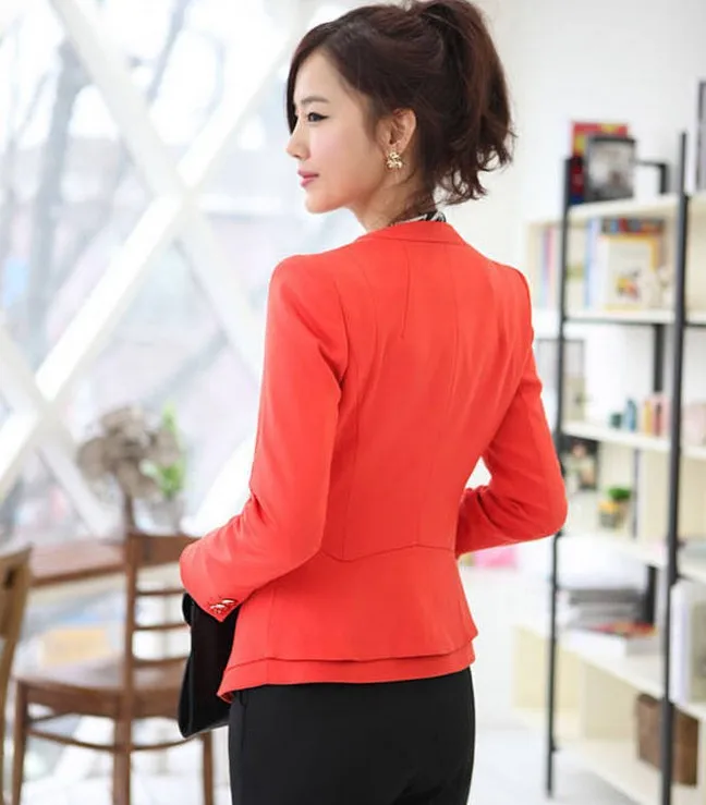 2014 fashion women slim blazer coat suit singer breasted orange cotton full Size S M L XL Free Shipping | Женская одежда
