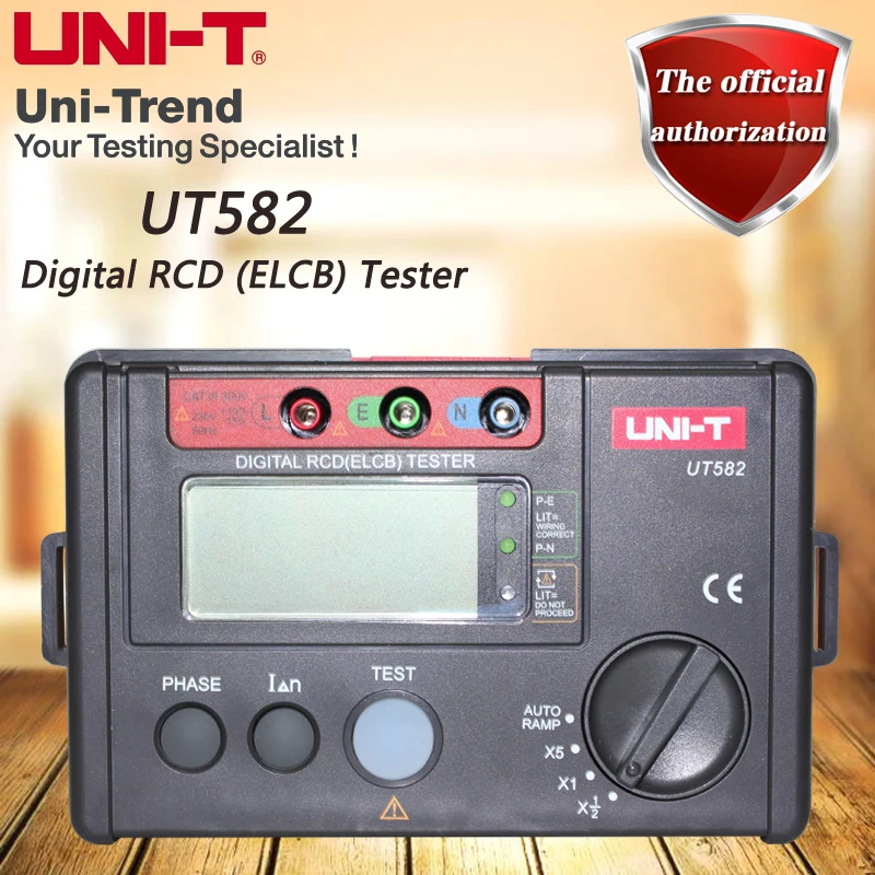 UNI-T UT582 тестер защиты от утечки, цифровой УЗО(ELCB) тестер, цифровой фазовый переключатель, функция автоматического пандуса, запрос на неправильное использование