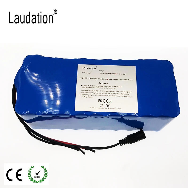 Laudation 36V 10ah Electric Bicycle Battery Pack 18650 Li-Ion Battery 500W High Power And Capacity 42V Motorcycle Scooter+BMS images - 6