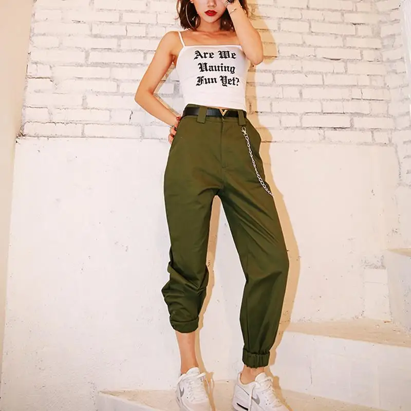 Брюки карго женские камуфляжные с высокой талией и карманами|black cargo pants women|cargo
