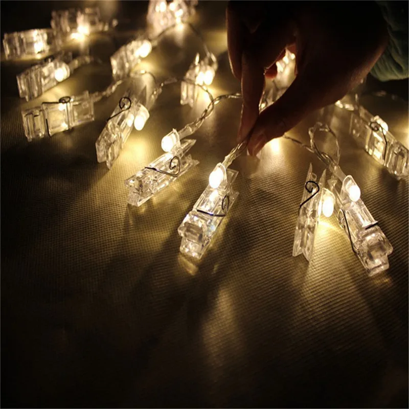 20 светодиодный ных зажимов для фотографий светодиодные гирлянды фотоэлемент