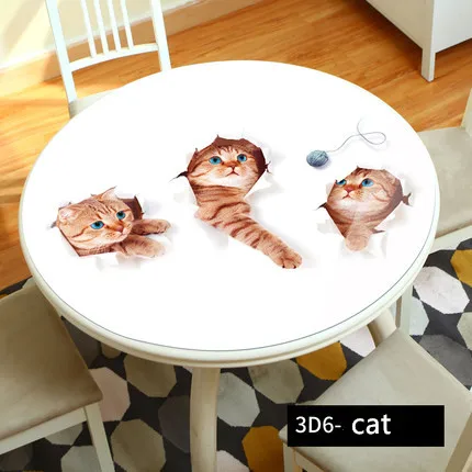3D6-cat 3D круглая скатерть, водостойкая, маслостойкая, ПВХ, пластик, Мягкий стеклянный коврик для стола, вечерние, для украшения стола, круглый стол, покрытие на заказ - Цвет: 3D6-cat