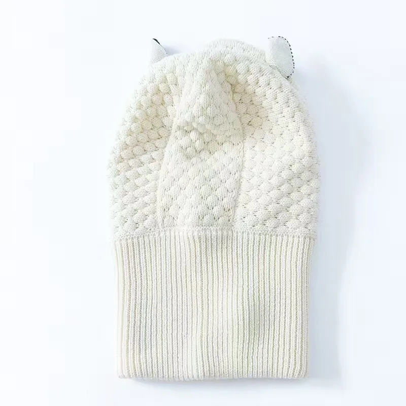 Зимние ветрозащитные шляпы и шарф для детей ясельного возраста белые вязаные