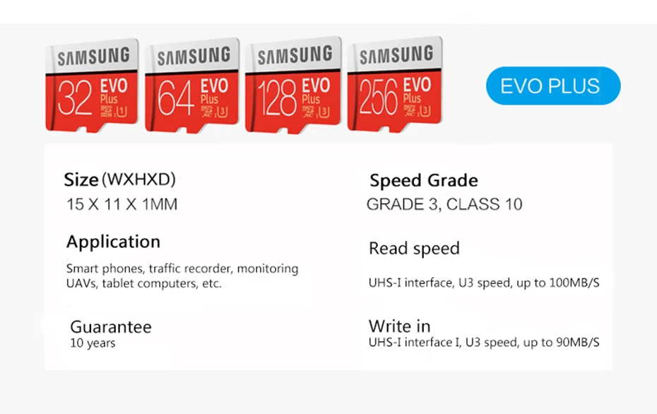 SAMSUNG EVO+ карта памяти 128 Гб micro sd карта 32G 64G 256 ГБ до 95MBS/класс 10 SDHC SDXC U1 U3 TF карта для смартфона