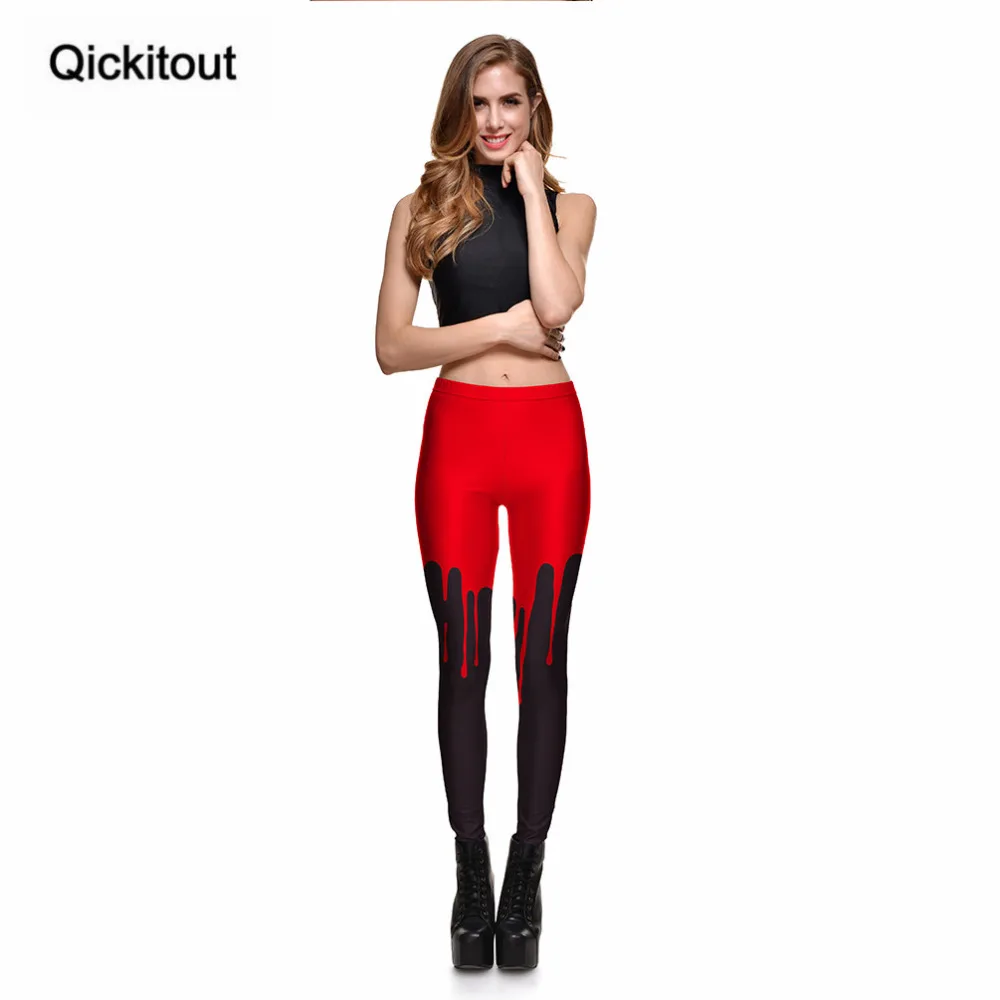 Qickitout Леггинсы горячий продукт новые женские красные и черные простые элегантные