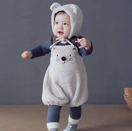 Hot Baby Girls/Boys Clothing Infant Cartoon Sleeveless Rompers+Hat 2 pcs Autumn/Winter Jumpsuit Outfits Sets | Детская одежда и