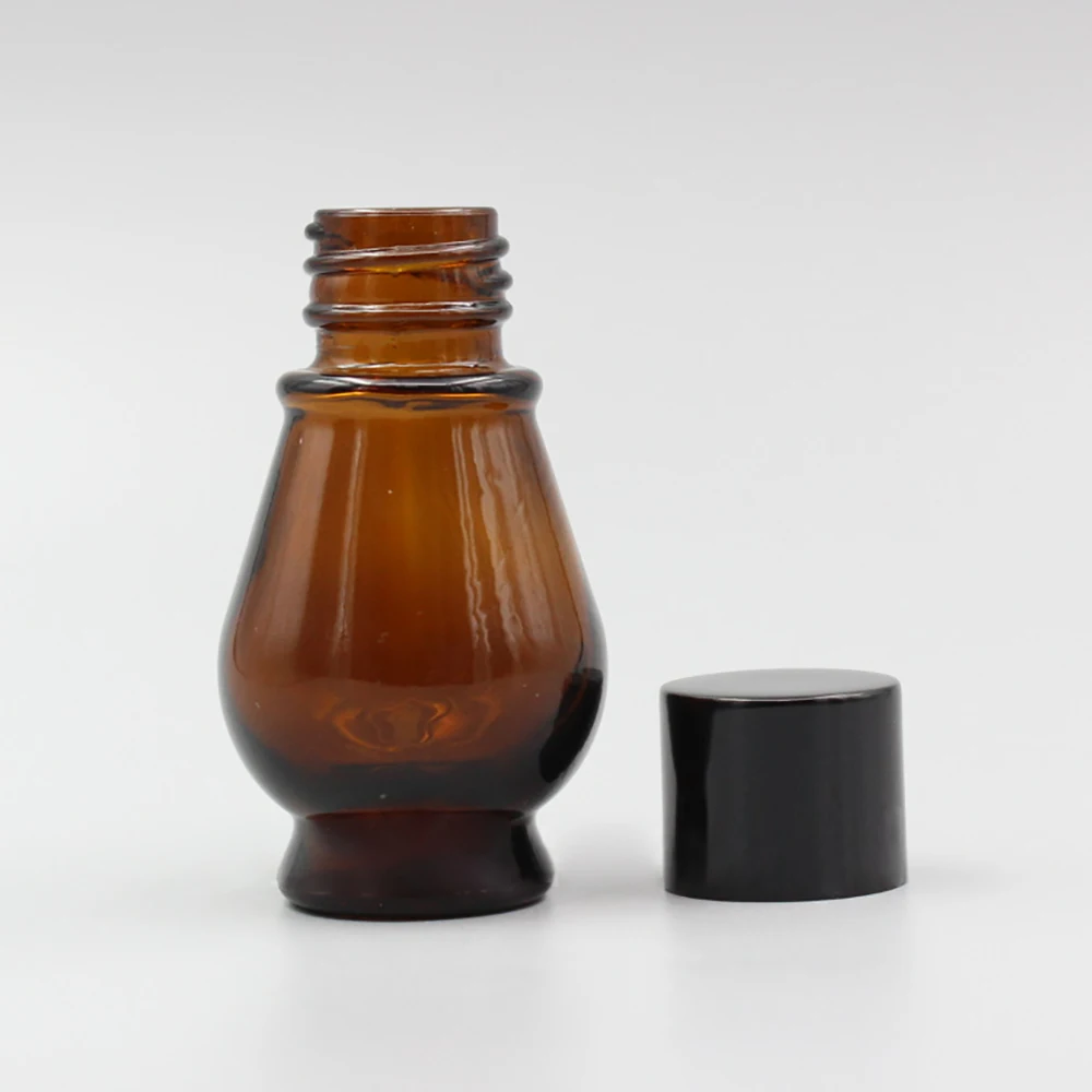 20ml empty essential oil glass bottle with black aluminium cap, travel makeup liquid glass bottles