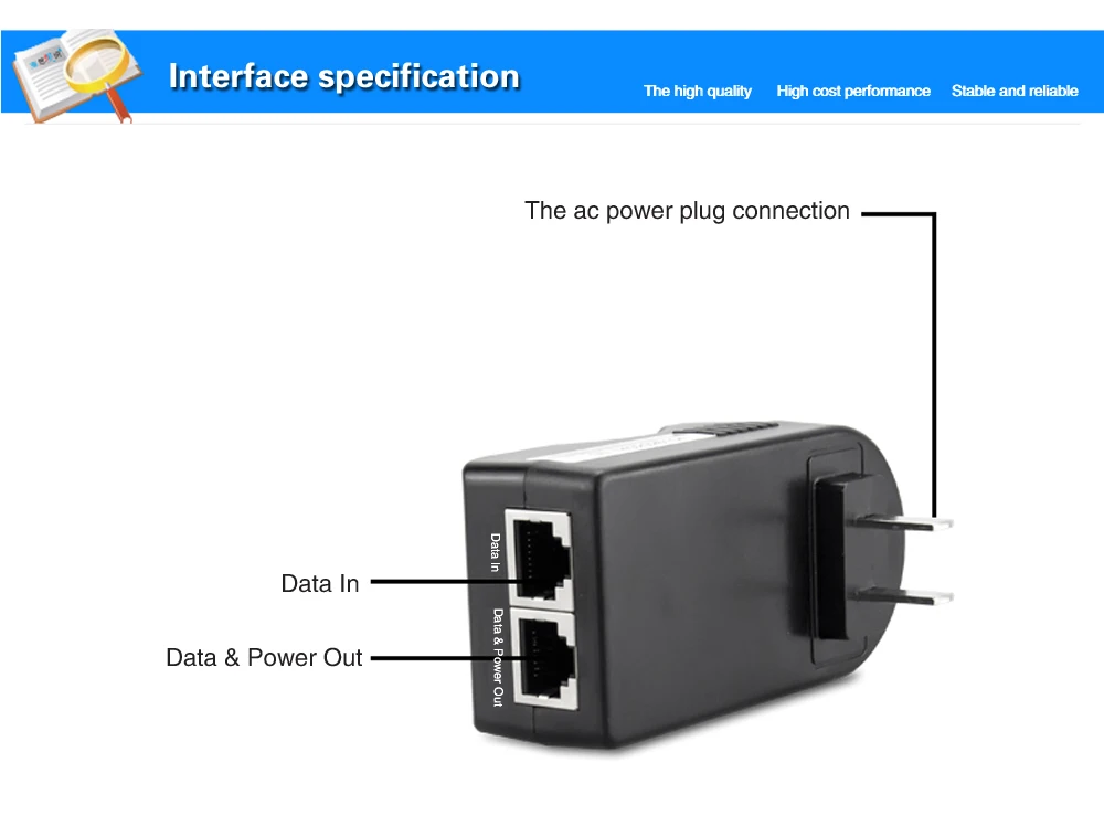 48V 0 5 A PoE Инжектор питания через Ethernet адаптер вставной настенный тип|poe injector power|poe