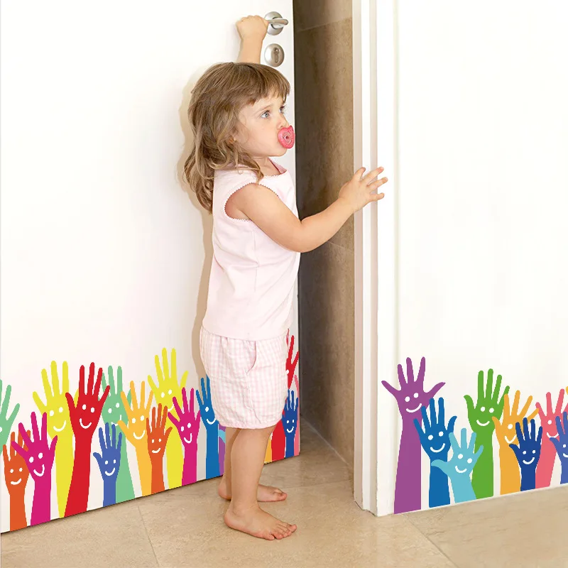 

Cartoon Colorful Palm Baseboard Wall Sticker Kindergarten Children's Room For Kids Rooms Wall Stickers Home Decor