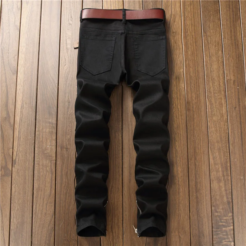 Мужские Марка NEW FASHION Hi Street рваные байкерские джинсы брюки с высокой пяткой