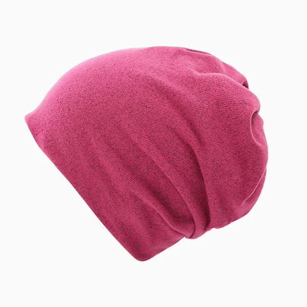 Rose red Многофункциональная вязаная шапка, Женская Повседневная однотонная шапка, женская мягкая полиэфирная мешковатая шапка, весенне-осенние шапки с хвостиком - Цвет: Rose red