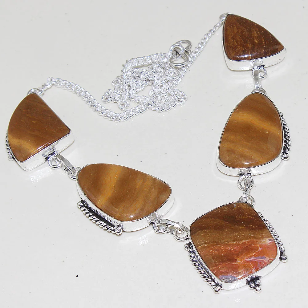

Jaspper Necklace Silver Overlay over Copper ,49.8cm, N1411