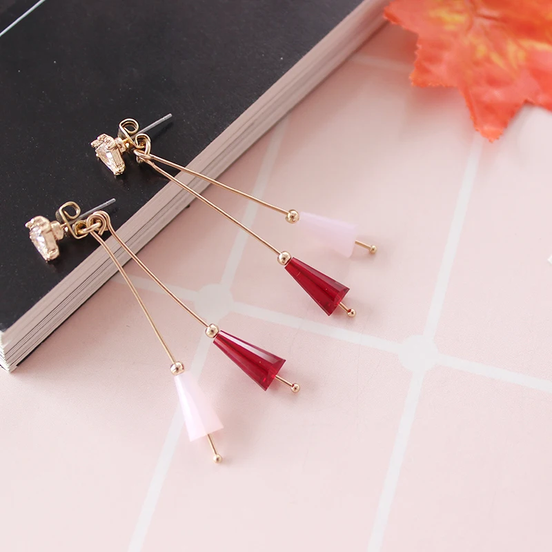 Бесплатная доставка модные женские ювелирные изделия красная подвеска Длинные