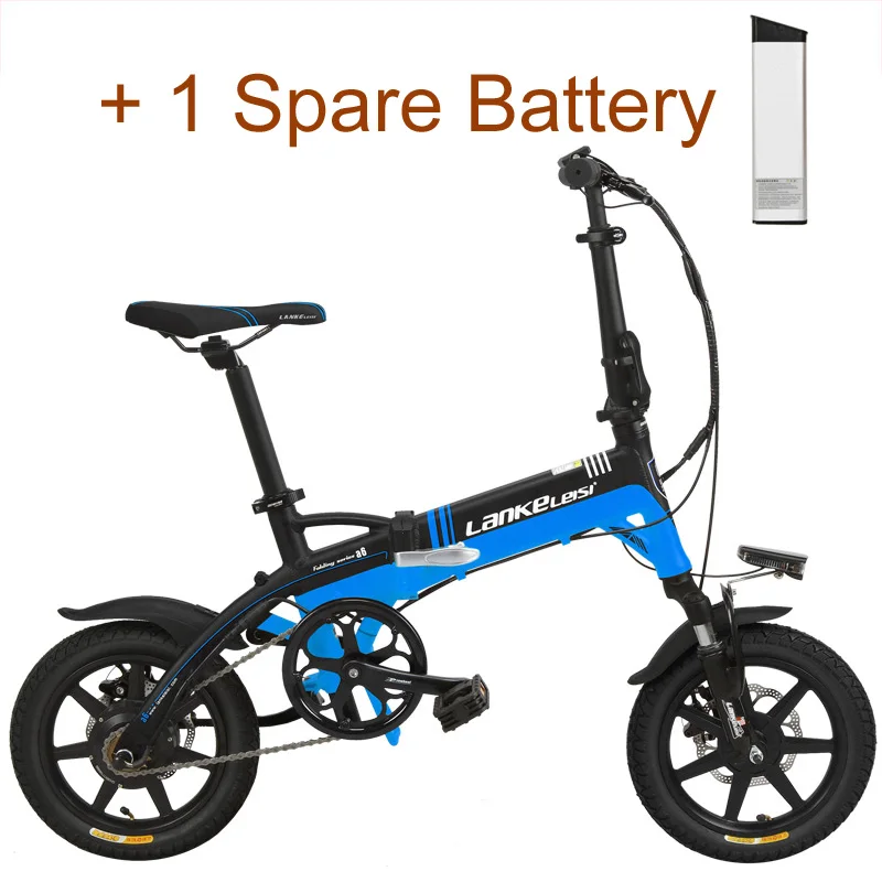 black blue plus 36 В 8.7Ah скрытый аккумулятор Ebike, портативный 14 дюймов складной электрический велосипед, интегрированное колесо, 5 класс помощи, дисковый тормоз - Цвет: black blue plus