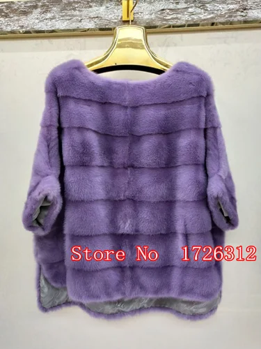 purple Новинка, настоящая норковая шуба, женская зимняя Толстая теплая верхняя одежда из натурального меха, натуральная кожа, натуральный мех, куртка, Женский пуловер - Цвет: purple