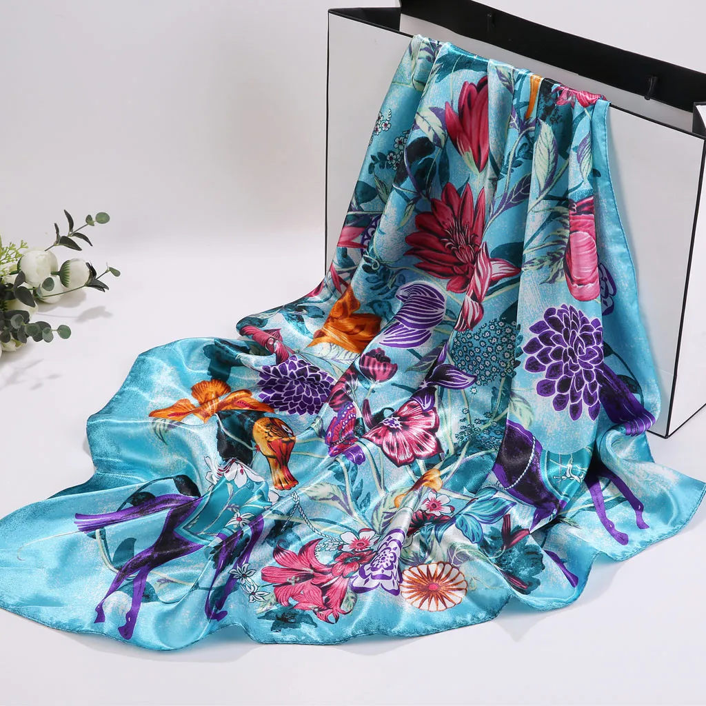 Сатиновые женские шарфы с квадратной горловиной галстук платок квадратный шарф