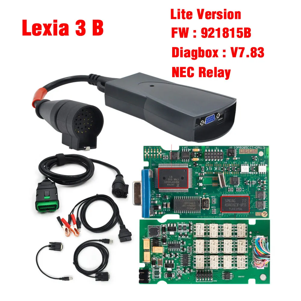 lexia 3 B Для Ситроена Lexia 3 полный чип 921815C 12 шт. реле 7 шт. оптокулеры Lexia-3 новейший Diagbox V7.83 5 штук / лот Авто Диагностический инструмент - Цвет: lexia 3 B