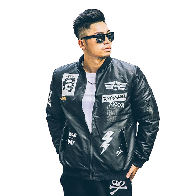 Куртка бомбер мужская с принтом граффити уличная модная повседневная верхняя