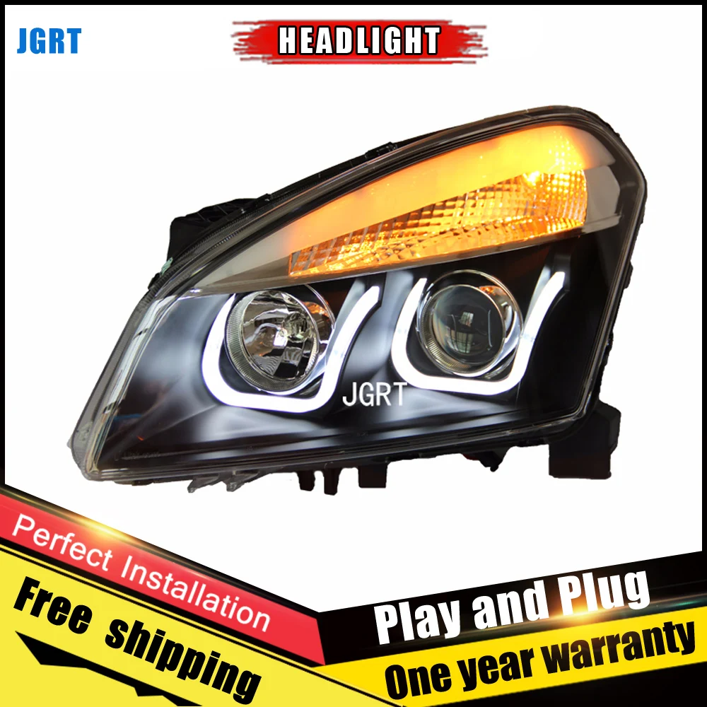 Автомобильный стиль светодиодный фары для Nissan Qashqai 2010-2013 для Qashqai Головной фонарь светодиодный DRL Объектив двойной луч H7 HID Xenon bi xenon объектив