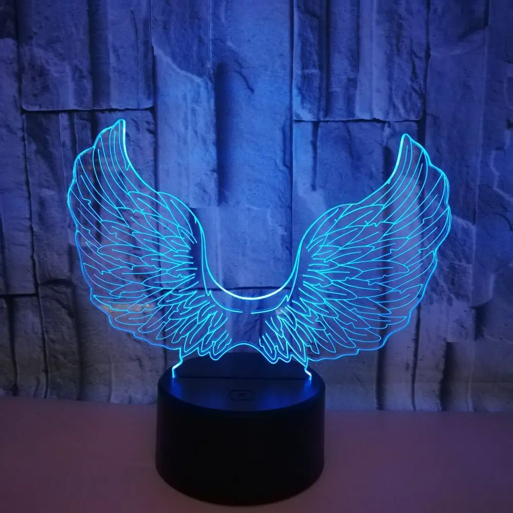 Новый Ангел крыло 3d визуальные настольные лампы для гостиной семь цветов