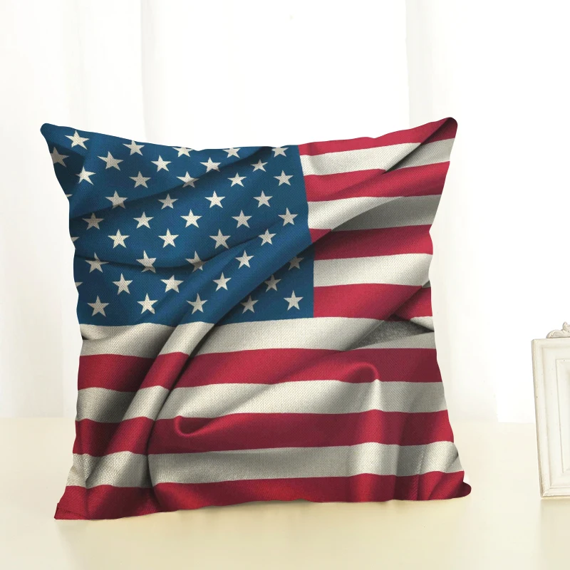 New English Usa Pillow Cushion Case French Country Flag Paris Pillowcases Sofa 18X18 Cotton Linen Lumbar Support Almofada