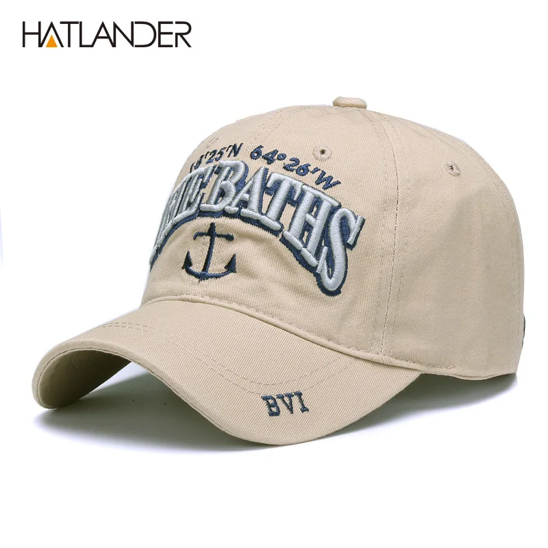 HATLANDER, Хлопковые бейсболки с вышивкой в виде якоря, модные спортивные шапки, регулируемая уличная Кепка От Солнца, бейсболка, мягкая Кепка gorras dad hat - Цвет: khaki