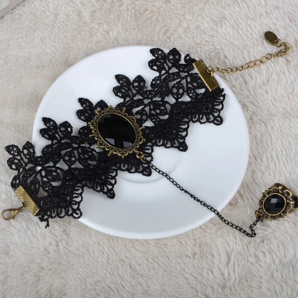 Женский Винтажный кружевной браслет-цепочка ручной работы Goth браслеты с