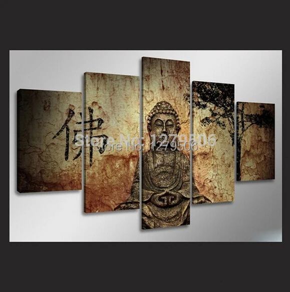 Ручной работы 5 шт. пейзаж маслом Картины на картины холсте Будды мастер