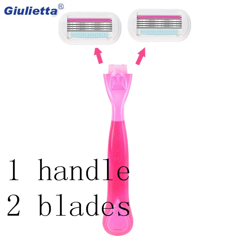 Giulietta безопасная бритва для девушек Сменная головка 1 бритвенная ручка + 2 сменных