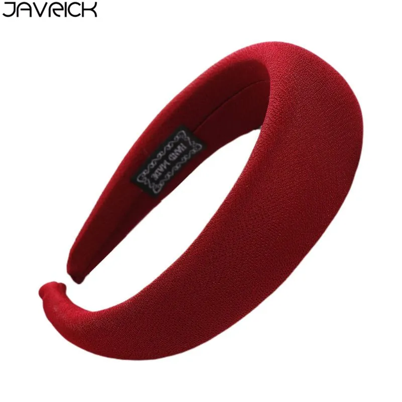 Wine Red Корейские женские мягкие уплотненные губки широкая повязка на голову для женщин сладкий карамельный цвет обруч для волос окантовка текстурированная поверхность Банкетный головной убор - Цвет: Wine Red