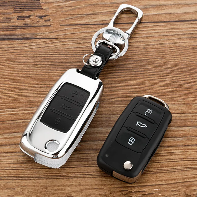 Цинковый сплав + кожаный чехол ключа дистанционного управления автомобилем для