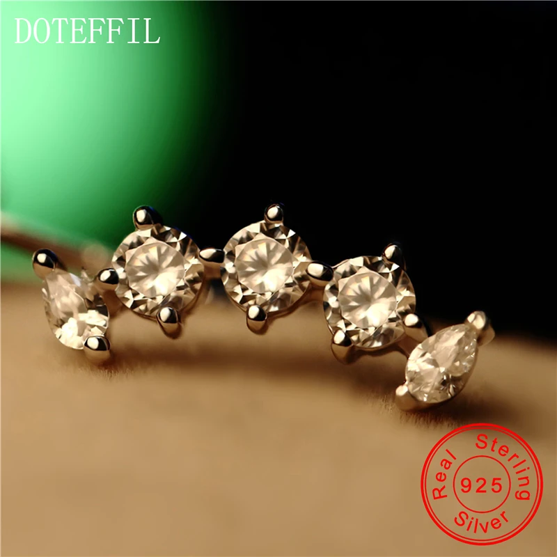 Женские серьги-гвоздики из серебра 925 пробы с фианитами | Украшения и аксессуары