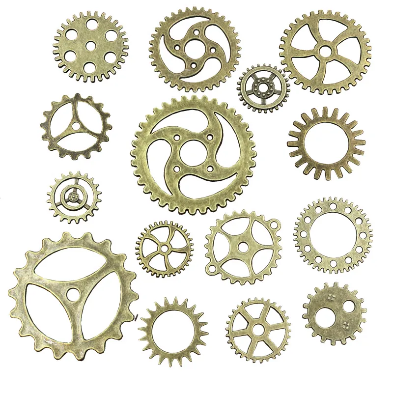 Бусины-шестерни бронзового цвета 15 шт./лот подвеска для ожерелья аксессуары