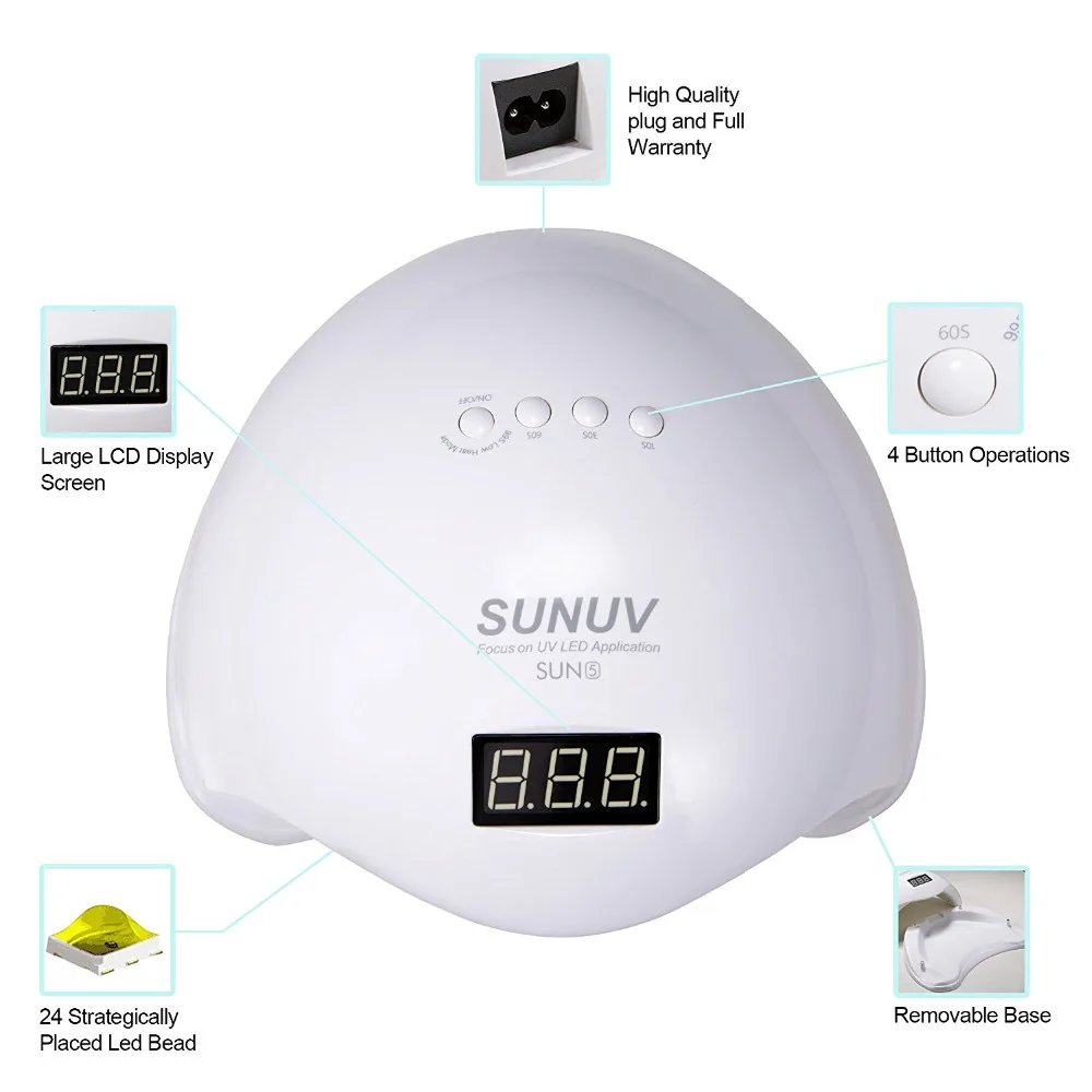 Modelones SUN5 48 Вт УФ-лампа Сушилка для гель-лака дизайн ногтей Лечение светодиодные