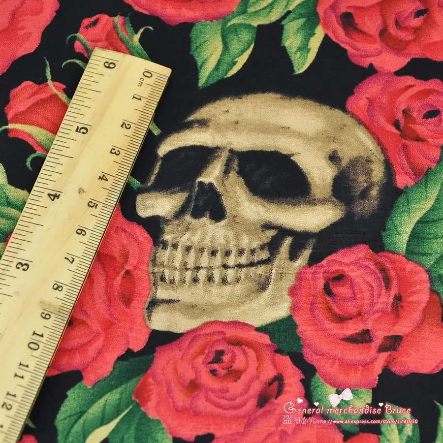 2015 New ! 1 Pieces/lot 50*140cm Assorted 100% Cotton Fabric Black Series Skull Rose Patchwork Quilts Tilda Cloth | Дом и сад