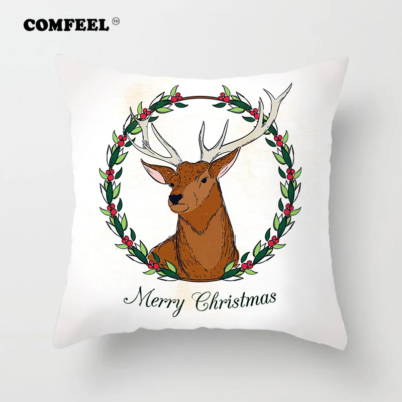COMFEEL Лось шаблон домой декоративные Merry Рождественская Подушка вельветовый чехол