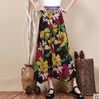 Весна-лето 2017 брюки с принтом женские элегантные высокой талией широкие